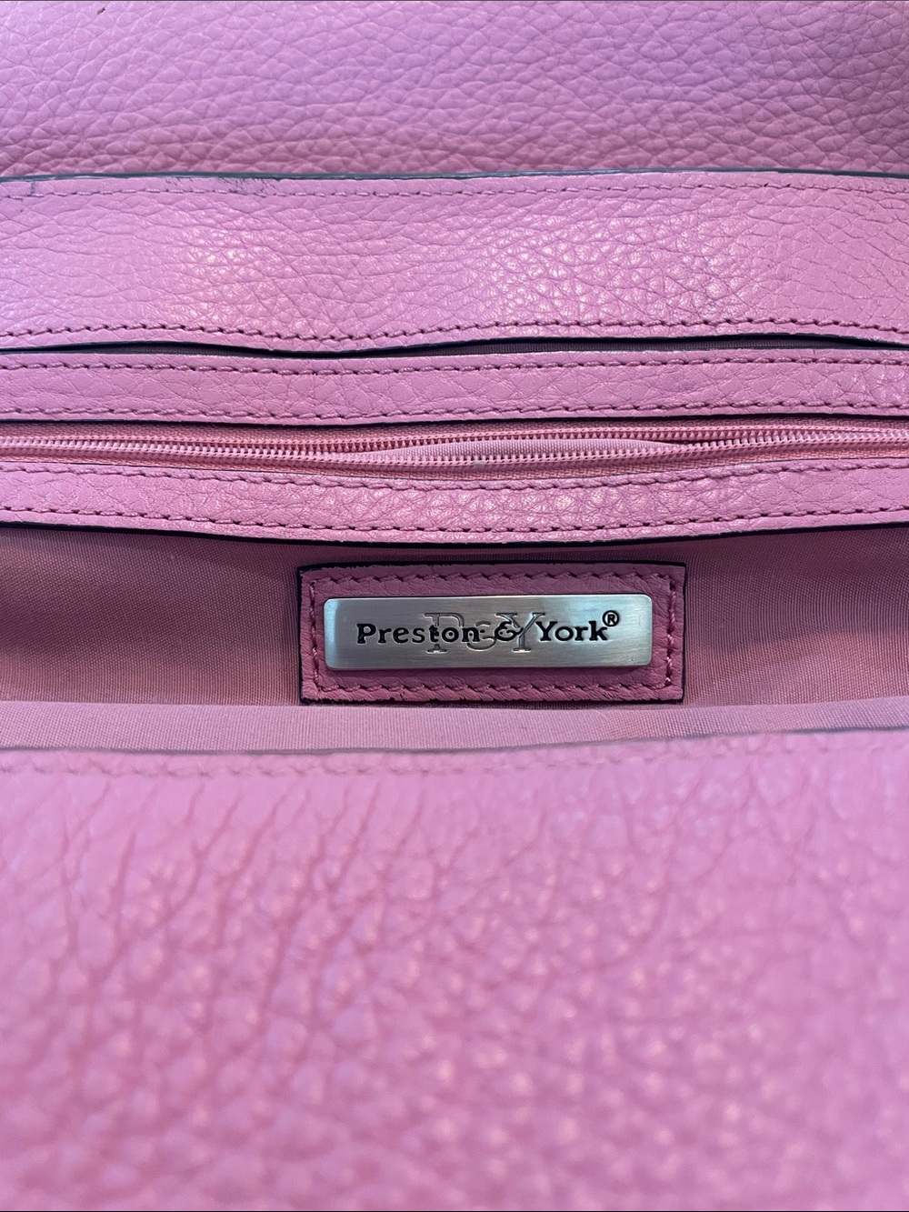 Preston & York Retro Pink Pebbled Large Leather Shoulder Satchel - Picture 2 of 4